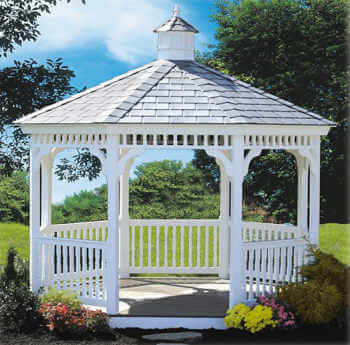 Gazebo Depot White Vinyl Octagon Gazebo -10ft